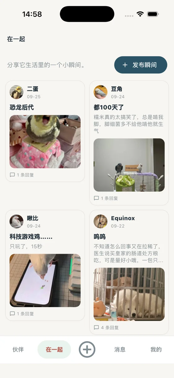 与你在一起 App 的宠物日常交流实际界面